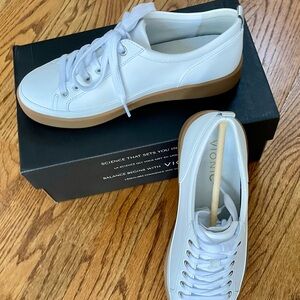 Vionic White Leather Sneakers with Gum Sole